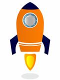 Rocket Ship isolated on white ( blue & orange )