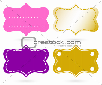 Blank ornamental tags set isolated on white