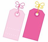 Valentine blank pink tags set isolated on white