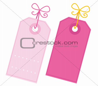 Valentine blank pink tags set isolated on white