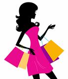 Woman shopping silhouette isolated on white