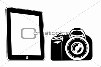 tablet and camera black