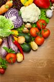 Fresh Organic Vegetables /  on the Wooden Desk