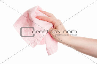 Hand with cleaning cloth