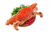 Red steamed blue crab isolated on white background