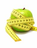 Apple and measuring tape (isolated)