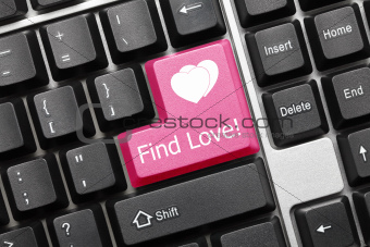 Conceptual keyboard - Find Love (pink key)