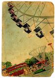 Amusement park, a Ferris wheel. Old postcard