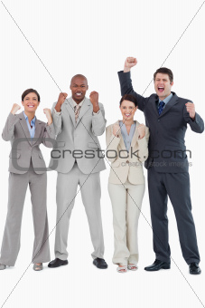 Businessteam cheering together