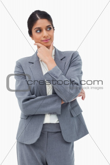 Thinking businesswoman looking to the side