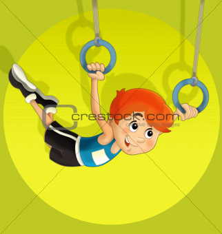 The kid training acrobatics