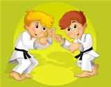 Kids training martial arts