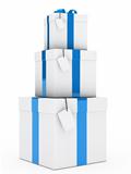 gift boxes blue white stack