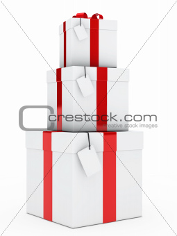 gift boxes red white stack