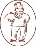 Chef Cook Baker Holding Dish Platter