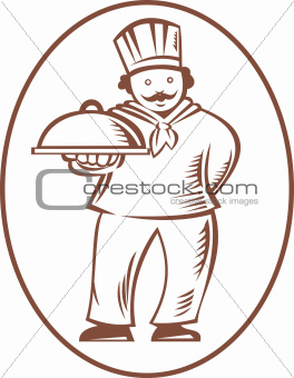 Chef Cook Baker Holding Dish Platter
