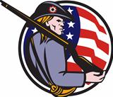 American Patriot Minuteman With Rifle And Flag