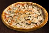 Pizza  funghi with extra cheese and mushrooms - isolated