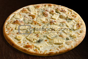 Pizza  quattro formaggi with special cheese - isolated