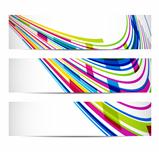 three banners with abstract background
