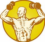 male human anatomy body builder flexing muscle