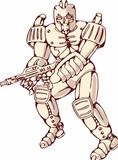 Mecha Robot Warrior With Ray Gun

