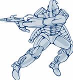 Mecha Robot Warrior With Ray Gun

