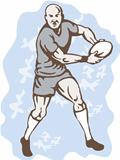 Rugby Player Running With Ball 