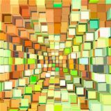 3d abstract fragmented pattern in green orange