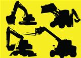 Construction vehicles silhouettes