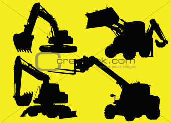 Construction vehicles silhouettes
