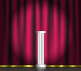 Pink curtain and pedestal on stage