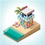 Vector isometric lifeguard tower
