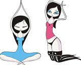 Two girls in yoga poses
