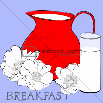 Illustration of pitcher with milk