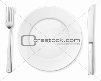 Empty plate with knife and fork