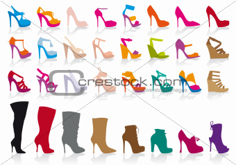 colorful shoes, vector set