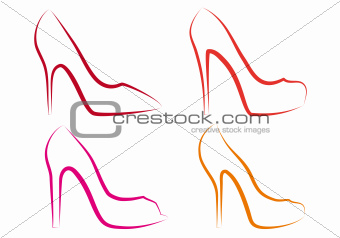 high heel shoes, vector set