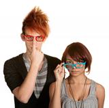 Eccentric Couple Adjusting Glasses