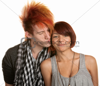 Young Man Kissing Girlfriend
