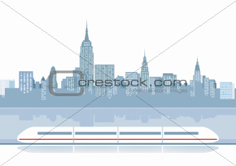 Express train from the city backdrop