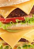 Tasty Double Cheeseburger closeup