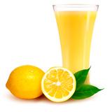 Fresh lemon and glass with juice. Vector