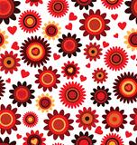 Seamless flower red retro background pattern in vector