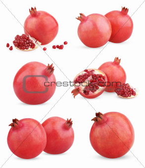 Set of ripe pomegranate fruits