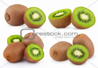 Set of ripe kiwi fruits
