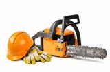 Chain saw and safety gear