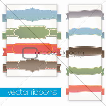 Retro ribbons banners and labels set. Vintage collection.