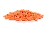 Red Lentils Isolated on White Background