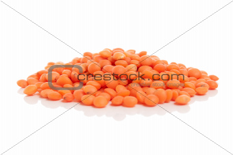 Red Lentils Isolated on White Background